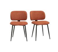 Miliboo Chaises en Tissu Effet Velours texturé Terre brûlée et métal Noir (Lot de 2) Atrium