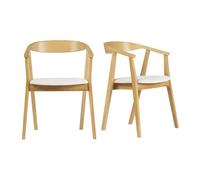 Chaises scandinaves bois clair et tissu effet laine bouclée blanc (lot de 2) BAHIA