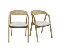 Chaises scandinaves empilables en bois clair chêne et tissu beige (lot de 2) LOVA