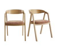 Miliboo - Chaises scandinaves empilables en bois clair chêne et tissu effet velours terre brûlée (lot de 2) LOVA