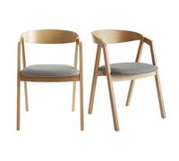 Miliboo - Chaises scandinaves empilables en bois clair chêne et tissu gris (lot de 2) LOVA