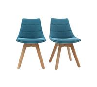 Chaises scandinaves en tissu bleu canard et bois clair (lot de 2) MATILDE