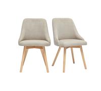 Chaises scandinaves en tissu chenille beige et bois clair (lot de 2) HASTA