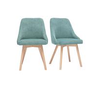 Chaises scandinaves en tissu chenille vert céladon et bois clair (lot de 2) HASTA