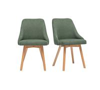 Chaises scandinaves en tissu chenille vert kaki et bois clair (lot de 2) HASTA