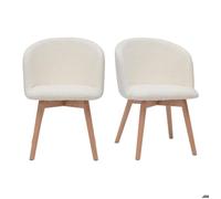 Miliboo - Chaises scandinaves en tissu effet laine bouclée blanc cassé et bois clair massif (lot de 2) VANITY