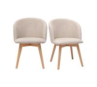 Miliboo - Chaises scandinaves en tissu effet velours beige et bois clair massif (lot de 2) VANITY
