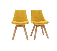 Miliboo - Chaises scandinaves en tissu effet velours jaune moutarde et bois clair (lot de 2) MATILDE - Miliboo & Stéphane Plaza