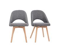Miliboo - Chaises scandinaves en tissu effet velours texturé gris et bois clair (lot de 2) COSETTE