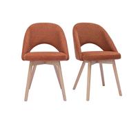 Miliboo - Chaises scandinaves en tissu effet velours texturé terre brûlée et bois clair (lot de 2) COSETTE