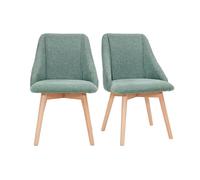 Miliboo - Chaises scandinaves en tissu effet velours texturé vert céladon et bois clair (lot de 2) HIGGINS