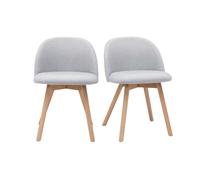 Chaises scandinaves en tissu gris clair et bois clair massif (lot de 2) CELESTE
