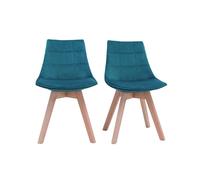 Chaises scandinaves velours bleu pétrole et bois (lot de 2) MATILDE