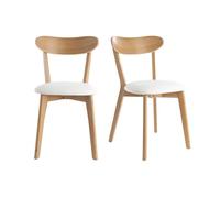 Chaises vintage en bois clair chêne et blanc (lot de 2) DOVE
