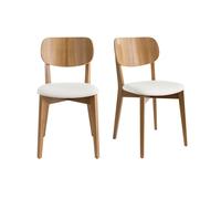 Miliboo - Chaises vintage en bois clair chêne et blanc (lot de 2) LUCIA