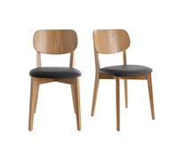 Miliboo - Chaises vintage en bois clair chêne et noir (lot de 2) LUCIA