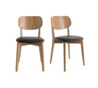 Miliboo - Chaises vintage en bois clair chêne et noir (lot de 2) LUCIA