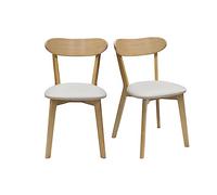 Miliboo Chaises Vintage en Bois Clair chêne et Tissu Beige (Lot de 2) Dove