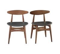 Chaises vintage en bois foncé et noir (lot de 2) WALFORD