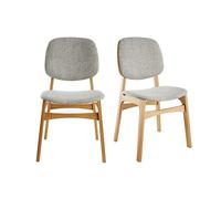 Miliboo Chaises Vintage en Tissu Gris Clair et Bois Clair (Lot de 2) SOQUETTE