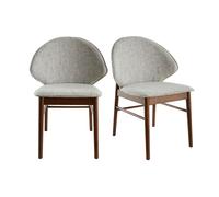 Miliboo - Chaises vintage en tissu gris clair et bois foncé (lot de 2) SPIKE