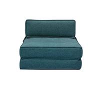 Miliboo Chauffeuse 1 Place Convertible en Tissu Bleu Canard Katy
