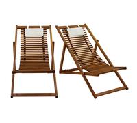 Miliboo - Chiliennes en bois massif avec coussin en tissu blanc (lot 2) MOONA