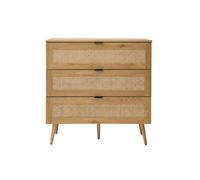 Miliboo - Commode finition bois clair, cannage en rotin et métal noir 3 tiroirs L100 cm MANILLE