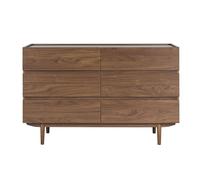 Miliboo - Commode finition bois foncé noyer 6 tiroirs L120 cm SANAA