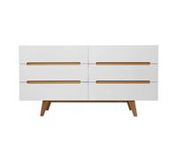 Commode scandinave finition blanc brillant laqué 6 tiroirs L160 cm MELKA