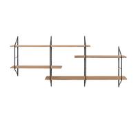 Etagère murale XL modulable en bois clair et métal noir L191 cm BRIDGE