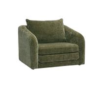 Fauteuil convertible en tissu effet velours texturé vert kaki MAHAUT