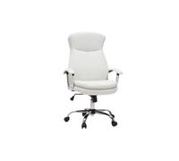 Fauteuil de bureau à roulettes design blanc et acier chromé WALL STREET