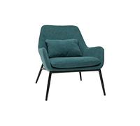 Fauteuil design en tissu effet velours bleu canard et métal noir MAXINE