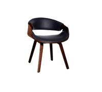 Miliboo - Fauteuil design noir et bois foncé noyer ARAMIS