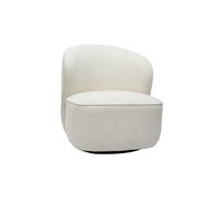 Fauteuil design pivotant en tissu effet laine bouclée blanc AMBER