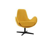 Miliboo Fauteuil pivotant Design en Tissu Effet Velours Jaune Moutarde et métal Noir Andy