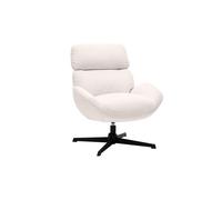 Miliboo - Fauteuil pivotant en tissu velours côtelé écru et métal noir KLEM