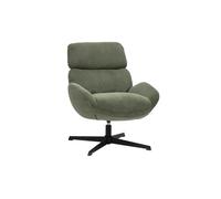 Fauteuil pivotant en tissu velours côtelé vert kaki et métal noir KLEM