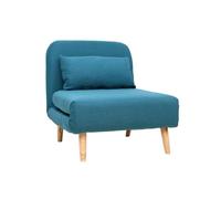 Fauteuil scandinave convertible en tissu bleu canard AMIKO - L74xP87.5xH78