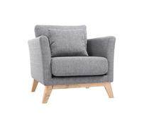 Miliboo Fauteuil scandinave déhoussable en Tissu Gris Clair et Bois Clair Oslo