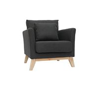 Miliboo Fauteuil scandinave déhoussable en Tissu Gris foncé et Bois Clair Oslo