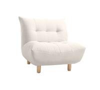 Fauteuil scandinave en tissu beige et bois clair YUMI
