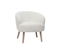 Miliboo Fauteuil scandinave en Tissu Effet Laine bouclée Blanc cassé et Bois Clair Maggie