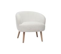 Miliboo Fauteuil scandinave en Tissu Effet Laine bouclée Blanc cassé et Bois Clair Maggie