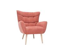 Fauteuil scandinave en tissu effet velours texturé terracotta et bois clair AVERY - L84xP86xH96