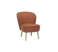 Miliboo Fauteuil scandinave en Tissu Effet Velours texturé Terre brûlée et Bois Clair AMANITA