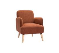 Miliboo Fauteuil scandinave en Tissu Effet Velours texturé Terre brûlée et Bois Clair ISKO