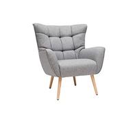 Miliboo Fauteuil scandinave en Tissu Gris Clair et Bois Clair Avery