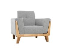 Fauteuil scandinave en tissu gris et bois clair FJORD